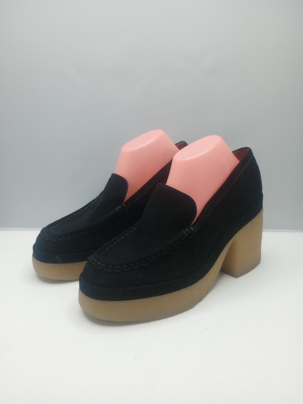 MARC FISHER Lina Women's Platform Loafer suede Medium Black platform 9.5M New